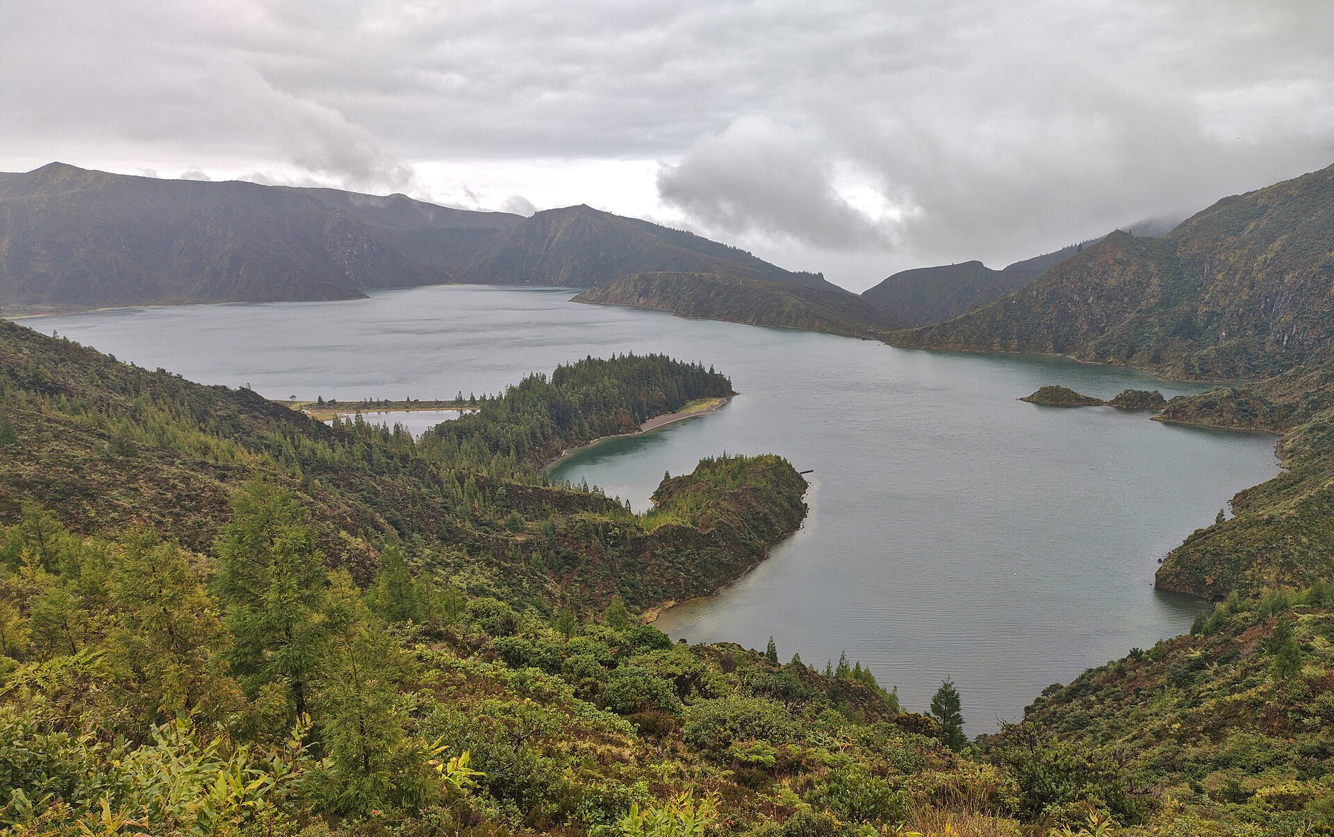 Green volcanic landscape of São Miguel, Azores
